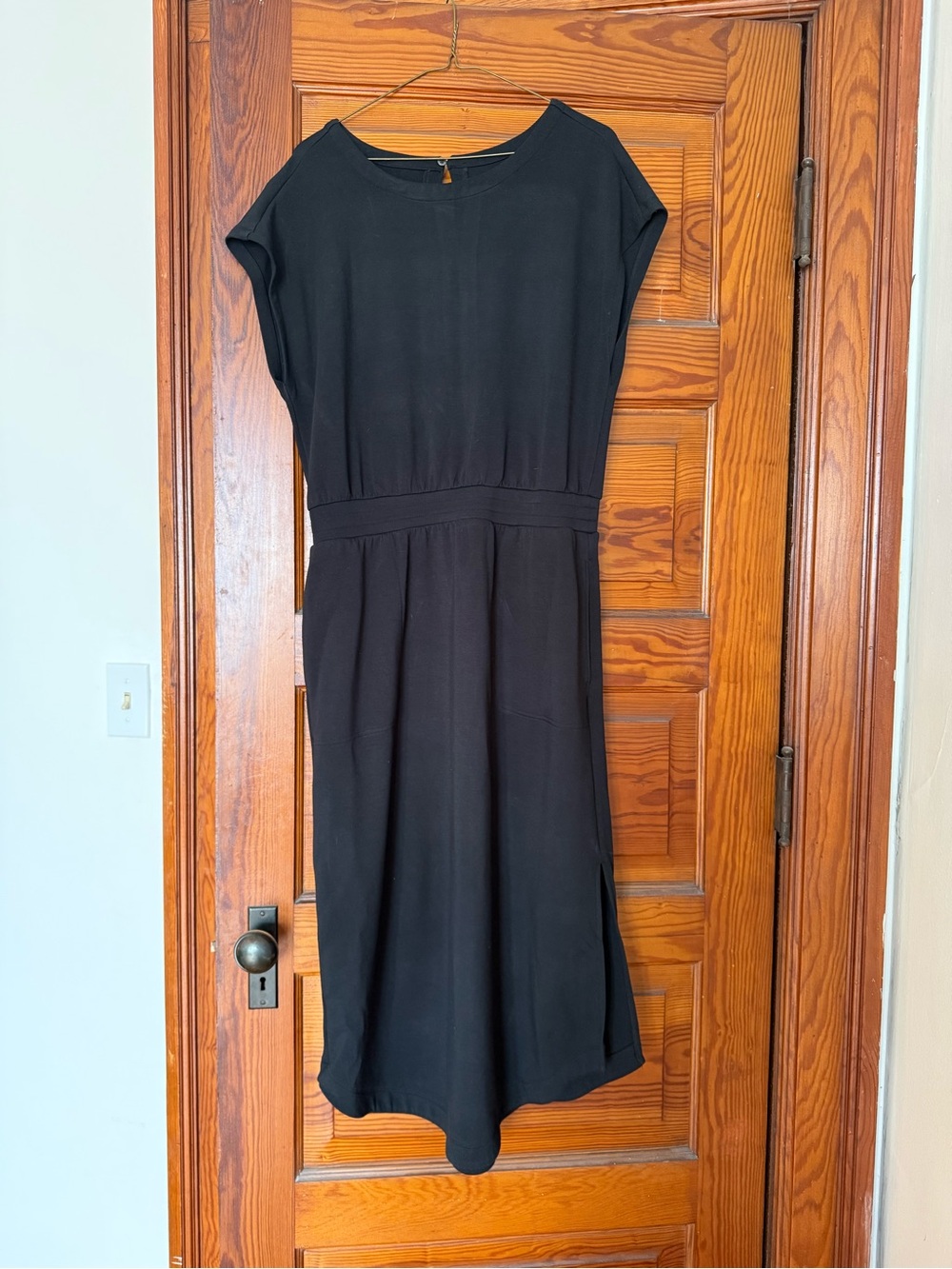 Lou & Grey Black Midi Dress with Waist Seam